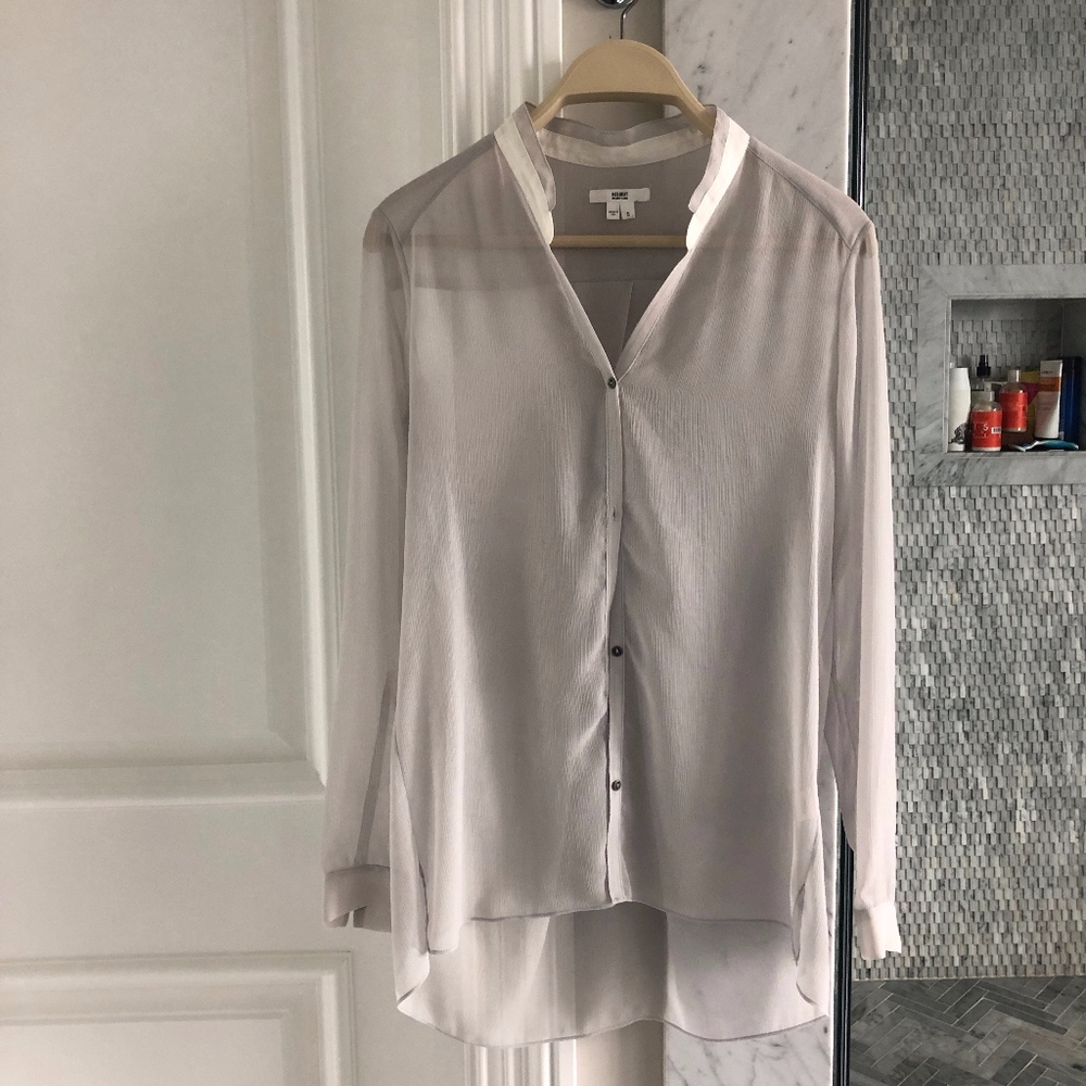 Helmut Lang Soft Gray Button Up Blouse - image 1